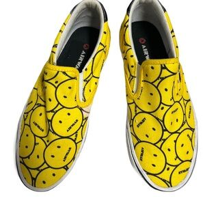 Airwalk Yellow and Black Smiley Face Slip-On Sneakers